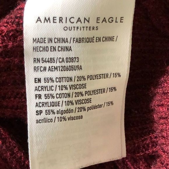 AMERICA EAGLE JEGGING  FIT tunic sweater. Wine colour, navy detail crew neck - Picture 5 of 7